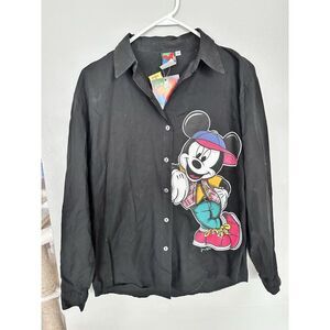 Disney Shirt Men Medium Button Down Jerry Leigh Mickey Unlimited NEW Vtg